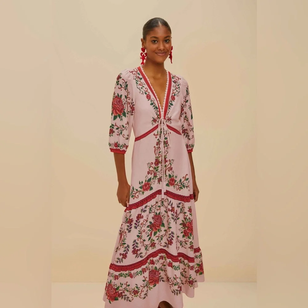 Farm Rio Pink Flower Tapestry Lenzing™
Ecovero™ Euroflax Maxi Dress - Picture 1 of 11